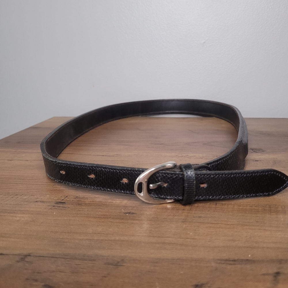Hadfields Saddlery Genuine Snakeskin Black Leather Belt Silver Tone Buckle Sz 34